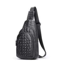 Stylish chest bag - leather backpack - crocodile skin patternBags