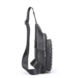 Stylish chest bag - leather backpack - crocodile skin patternBags