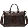 Luxurious leather handbag - with shoulder strap - crocodile skin pattern - genuine leatherBags