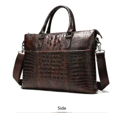 Luxurious leather handbag - with shoulder strap - crocodile skin pattern - genuine leatherBags