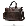 Luxurious leather handbag - with shoulder strap - crocodile skin pattern - genuine leatherBags