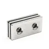 N35 - neodymmagnet - stærk blok - 40 * 20 * 3mm - med dobbelt 5mm hul - 2 stk.