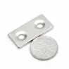 N35 - neodymmagnet - stærk blok - 40 * 20 * 3mm - med dobbelt 5mm hul - 2 stk.
