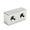 N35 - neodymmagnet - sterk blokk - 40 * 20 * 5mm - med dobbelt 5mm hull - 2 stk.