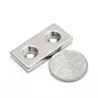 N35 - magnes neodymowy - mocny blok - 40 * 20 * 5mm - z podwójnym otworem 5mm - 2 sztukiN35