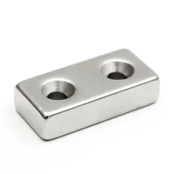 N35 - neodymmagnet - sterk blokk - 40 * 20 * 10 mm - med dobbelt 5 mm hull - 1 stk.