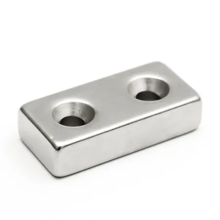 N35 - aimant néodyme - bloc puissant - 40 * 20 * 10 mm - avec double trou de 5 mm - 1 pièce
