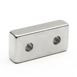 N35 - neodymium magnet - strong block - 40 * 20 * 10mm - with double 5mm hole - 1 pieceN35