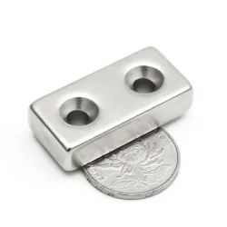 N35 - neodymium magnet - strong block - 40 * 20 * 10mm - with double 5mm hole - 1 pieceN35