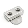 N35 - aimant néodyme - bloc puissant - 40 * 20 * 10 mm - avec double trou de 5 mm - 1 pièce