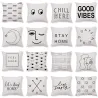 Housse de coussin déco - géométrie noir et blanc - 45cm * 45cm