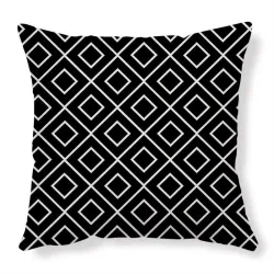 Housse de coussin déco - géométrie noir et blanc - 45cm * 45cm