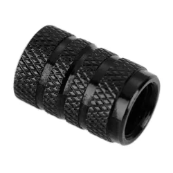 Svarte dekkventilkapper - aluminium - 4 stk