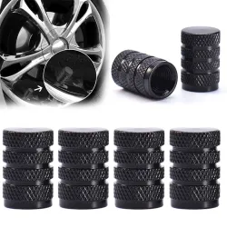 Bouchons de valve de pneu noirs - aluminium - 4 pièces