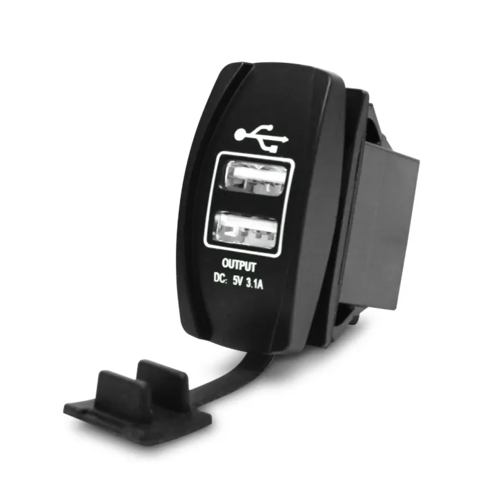 Double prise USB universelle - 3.1V -12V/24V - port de charge - LED
