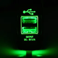 Universal USB dobbel kontakt - 3.1V -12V/24V - ladeport - LED