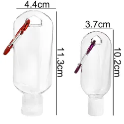 Flacon rechargeable - mini contenant - avec crochet - désinfectant pour les mains / distributeur de savon - 30 ml / 50 ml