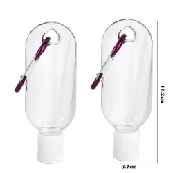 Butelka wielokrotnego napełniania - mini pojemnik - z haczykiem - odkażacz do rąk / dozownik mydła - 30ml / 50mlSkóra