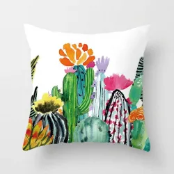 Fundas de cojinesFunda de cojín decorativa - plantas tropicales - cactus - monstera - hoja de palmera verde - 45 cm * 45 cm