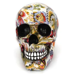Harssculptuur - menselijk schedelmodel - kleurrijke Halloween-schedelBeelden & Sculpturen