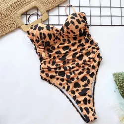 Baño y ropaBañador sexy de una pieza - con push-up - estampado leopardo