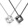 Collier de style punk - pendentif en forme de cube évidé - unisexe