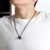 Collier de style punk - pendentif en forme de cube évidé - unisexe