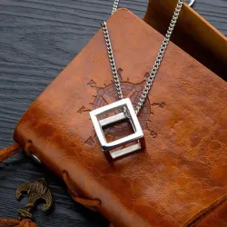 Collier de style punk - pendentif en forme de cube évidé - unisexe