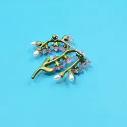 BrochesBroche de resina de moda - hojas verdes / flores / perlas