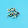 Broche en résine à la mode - feuilles vertes / fleurs / perles