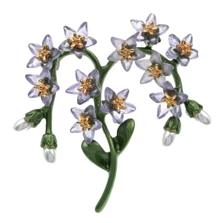 Broche en résine à la mode - feuilles vertes / fleurs / perles