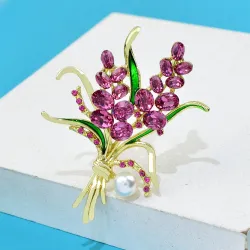 BrochesBroche de lujo - flores de cristal rosa