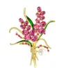 Luksuriøs broche - lyserøde krystalblomster