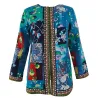 Fasjonabel løs cardigan - langermet sommerfrakk - etnisk blomstertrykk