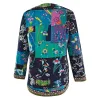 Fasjonabel løs cardigan - langermet sommerfrakk - etnisk blomstertrykk