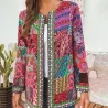 Fasjonabel løs cardigan - langermet sommerfrakk - etnisk blomstertrykk