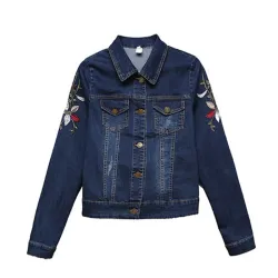 ChaquetasChaqueta vaquera corta - bordado de flores vintage