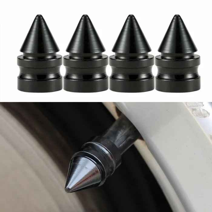 Universaldäckventiler - aluminiumkapslar - kort spik - 4 st