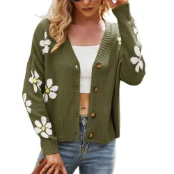 Hoodies & JerséisCárdigan clásico - jersey de manga larga - con botones - estampado de flores