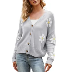 Hoodies & JerséisCárdigan clásico - jersey de manga larga - con botones - estampado de flores