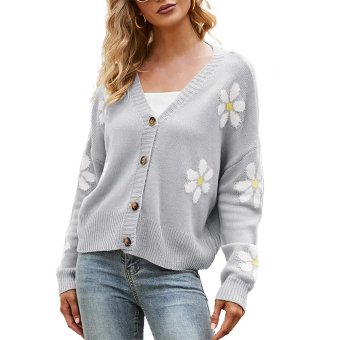 Hoodies & JerséisCárdigan clásico - jersey de manga larga - con botones - estampado de flores