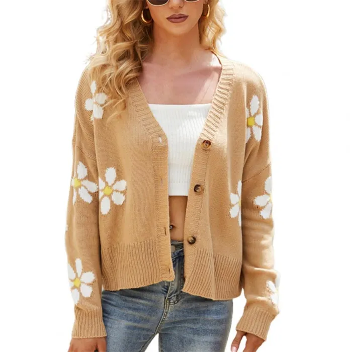Hoodies & JerséisCárdigan clásico - jersey de manga larga - con botones - estampado de flores