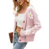 Klassisk cardigan - långärmad tröja - med knappar - blommönster