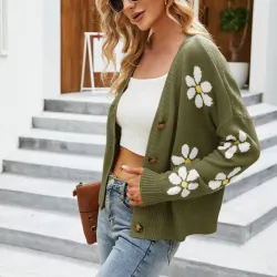 Hoodies & JerséisCárdigan clásico - jersey de manga larga - con botones - estampado de flores