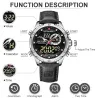 NAVIFORCE - sport - montre à quartz militaire - bracelet en cuir - écran LCD LED - étanche