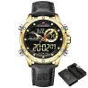 RelojesNAVIFORCE - deportivo - reloj militar de cuarzo - correa de piel - pantalla LED LCD - resistente al agua