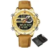 NAVIFORCE - sport - militær quartz ur - læderrem - LCD LED display - vandtæt