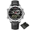RelojesNAVIFORCE - deportivo - reloj militar de cuarzo - correa de piel - pantalla LED LCD - resistente al agua