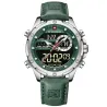 NAVIFORCE - sport - montre à quartz militaire - bracelet en cuir - écran LCD LED - étanche