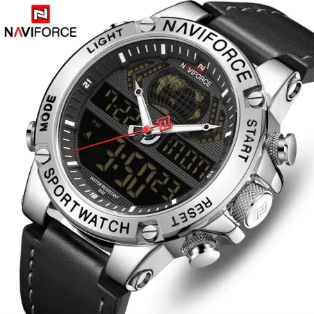 NAVIFORCE - moderigtigt sportsur - quartz - analog - læderrem - vandtæt